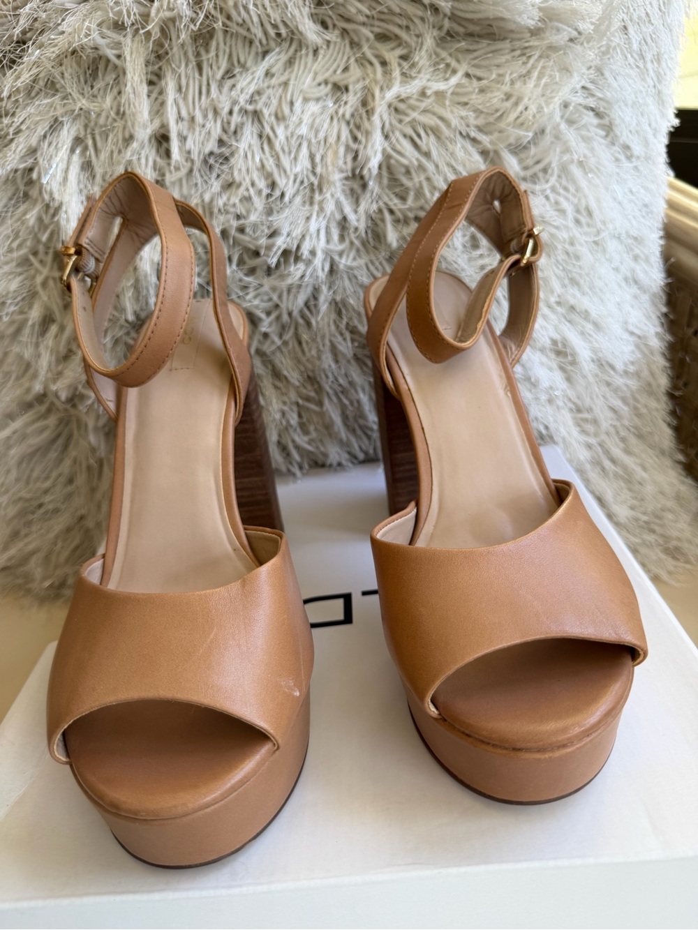 ALDO Women's Tan Platform Ankle-Strap Sandals